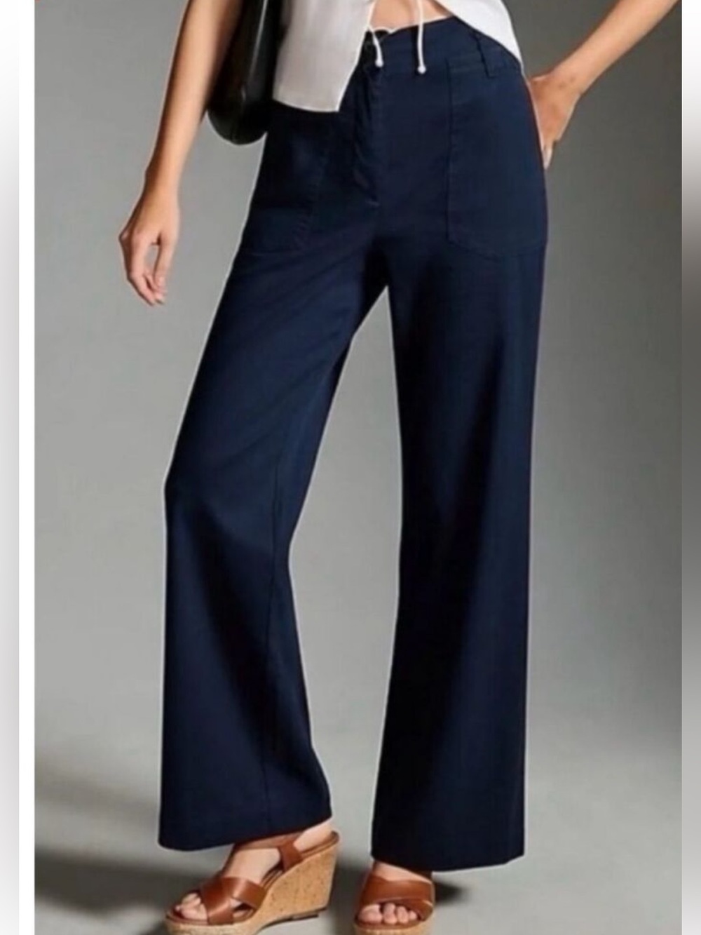 Anthropologie Navy Wide-Leg Pants